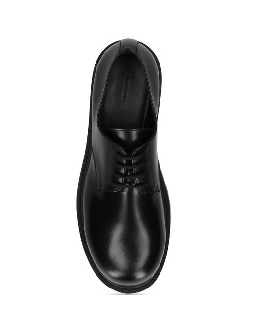 Balenciaga Black Sergent Leather Derby Lace-Up Shoes for men