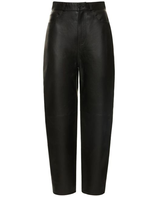 Totême Tapered Leather Pants in Black Lyst