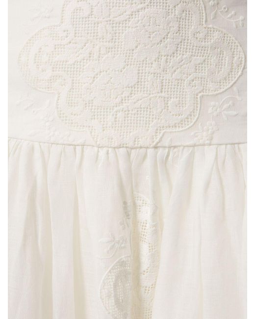 Zimmermann White Alight Embroidered Basque Midi Skirt