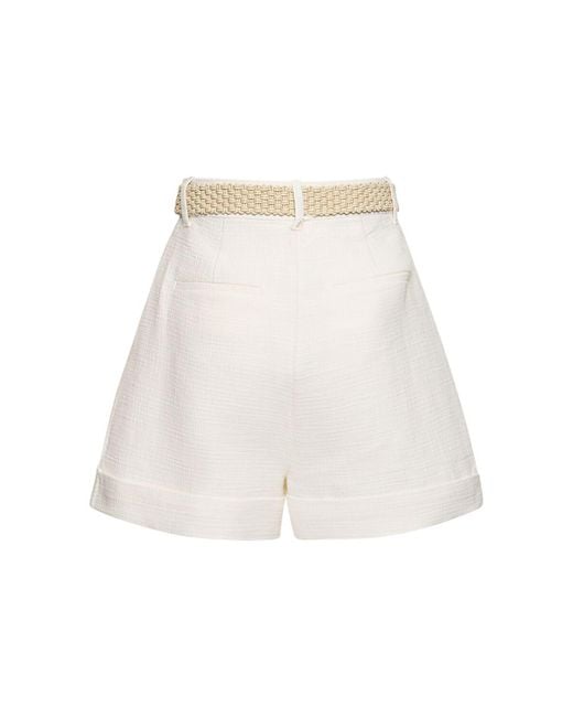 Zimmermann White August Cuffed Cotton Shorts