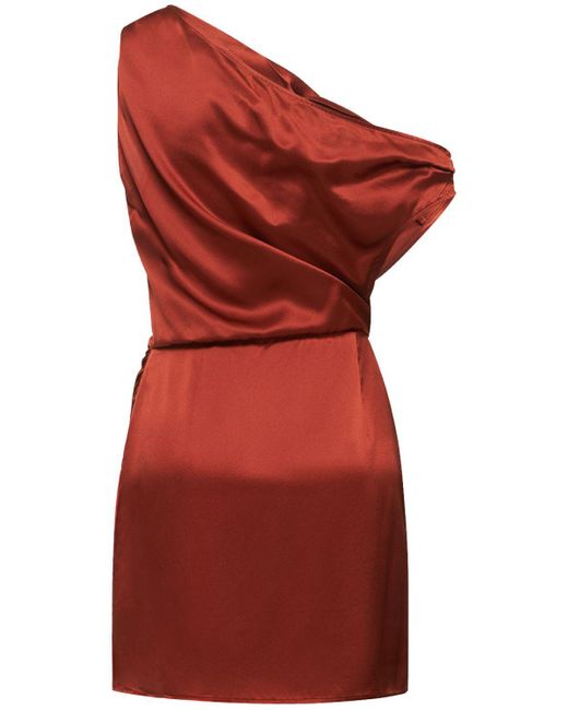Reformation Red Alanis Silk Satin Mini Dress