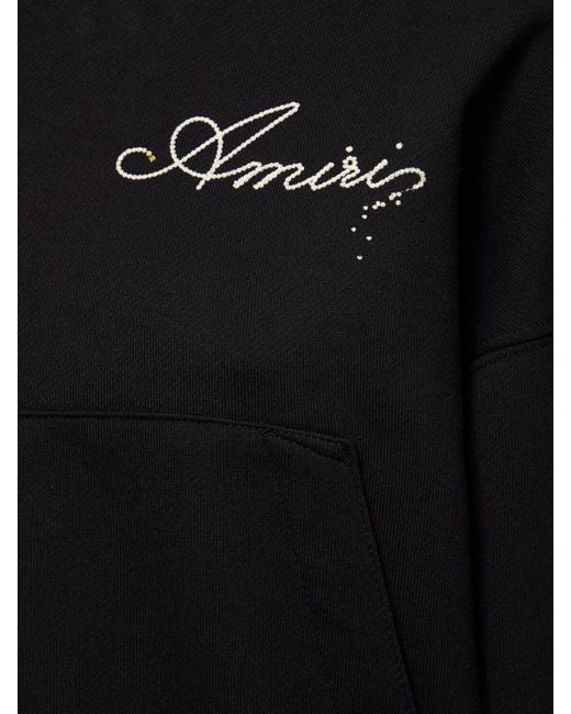 Amiri Black Logo Printed Cotton Jersey Hoodie