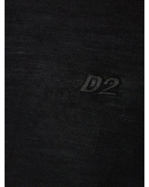 Maglia collo alto in lana / monogramma di DSquared² in Black da Uomo