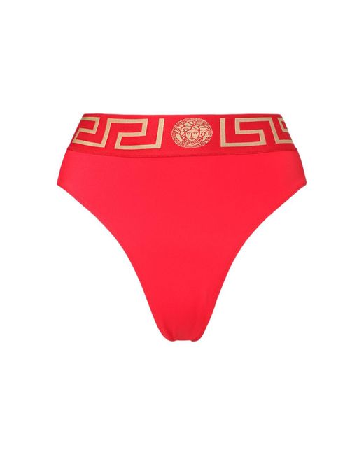 Versace Triangle Bikini Bottoms W/ Greek Motif in Red - Lyst
