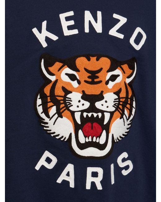 KENZO Blue Tiger Embroidery Cotton Sweatshirt for men