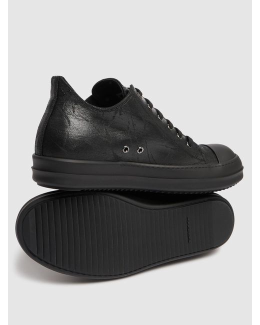 Rick Owens Black Coated Low Sneakers for men