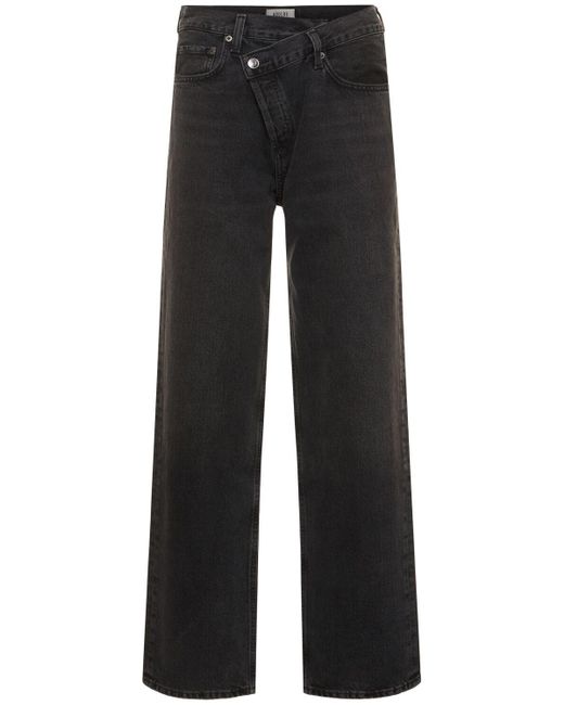 Agolde Black Criss Cross Cotton Straight Jeans