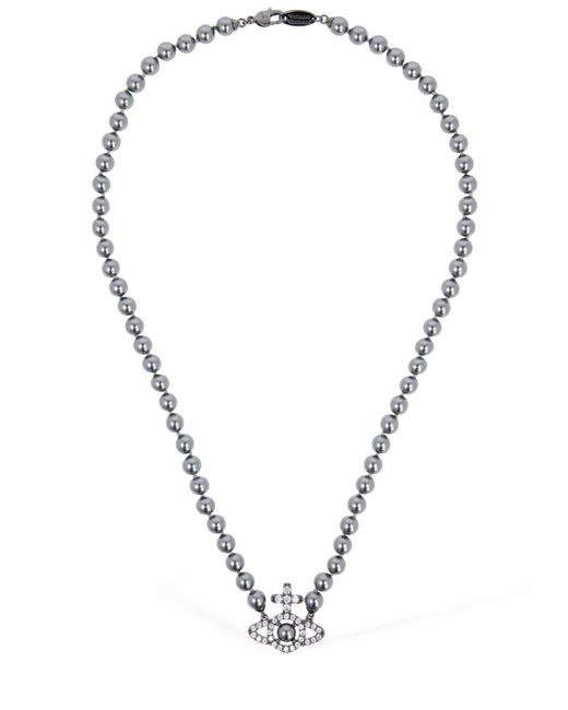 Vivienne Westwood Man Olympia Faux Pearl Necklace in Metallic for Men ...