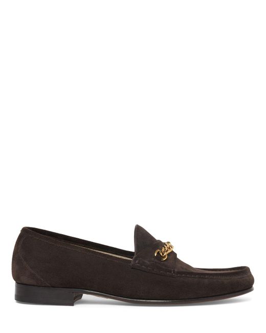 Tom Ford Brown York Line Suede Loafers for men