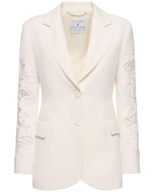 Ermanno Scervino Natural Single Breasted Jacket W/ Embroidery