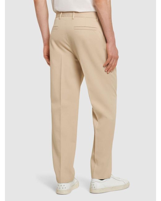 Zegna Natural Cotton & Wool Pleated Pants for men