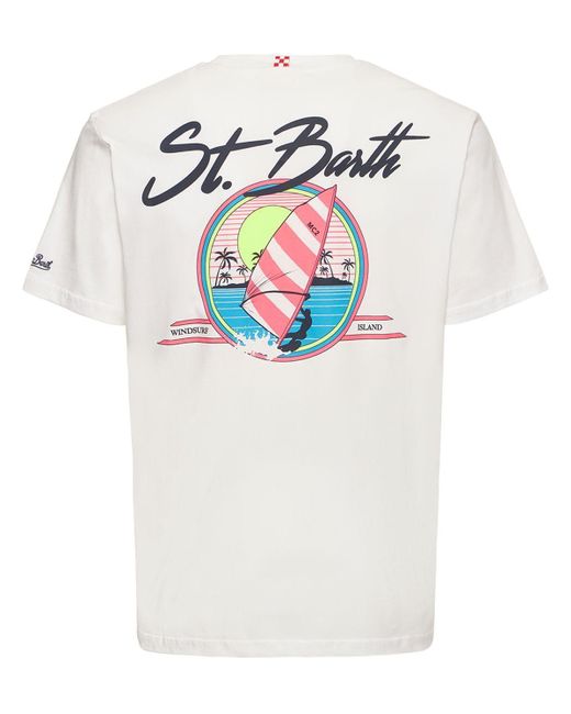 Mc2 Saint Barth Windsurf Print Cotton Jersey T-shirt in White for Men | Lyst