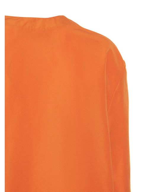 Vestito In Micro Faille Con Piume di Valentino in Orange
