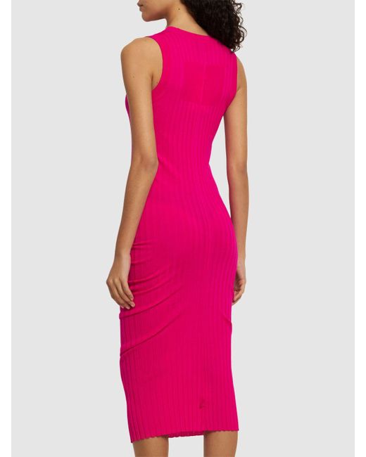 Marc Jacobs Pink Gedrehtes Kleid Aus Rippgewebe Aus Wolle