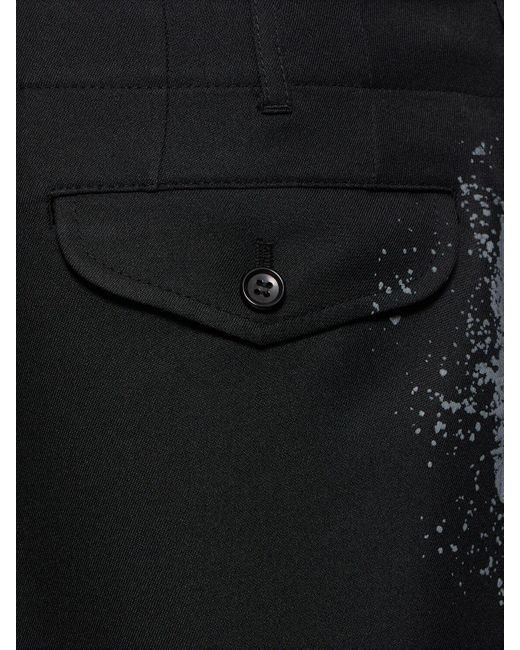 Pantaloni in twill stampato con plissé di Comme des Garçons in Black da Uomo