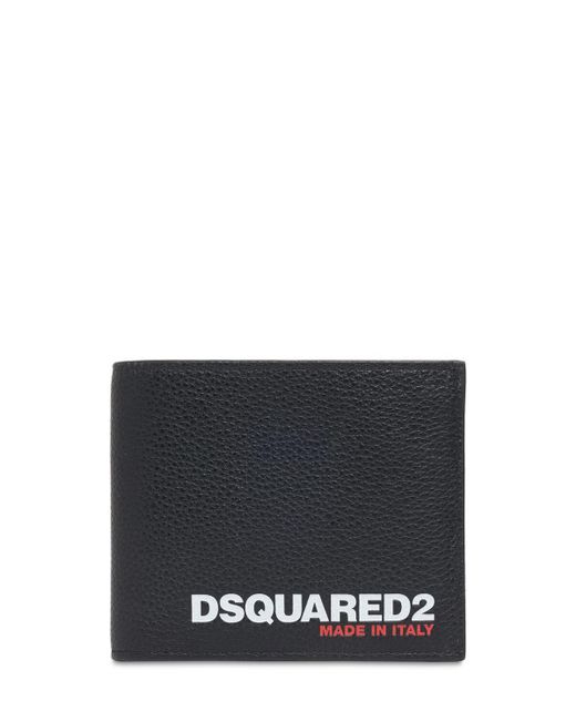 DSquared² Black Bob Leather Wallet W/Logo for men