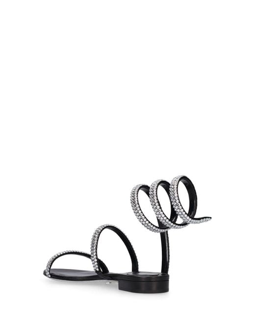 Rene Caovilla White 10mm Satin & Crystal Flat Sandals
