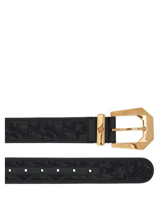 Cintura in techno jacquard 40mm di Versace in Black