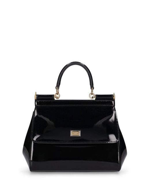 Dolce & Gabbana Black Small Sicily Leather Top Handle Bag