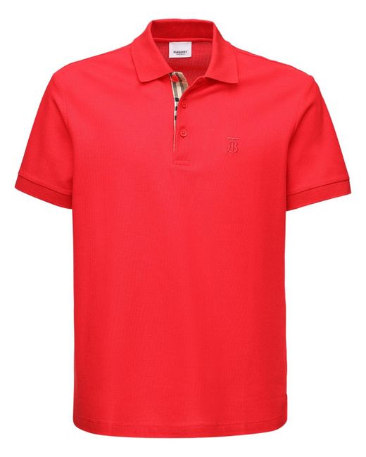 Camiseta Polo De Piqué A Cuadros Con Logo Tb Burberry de hombre de color Red