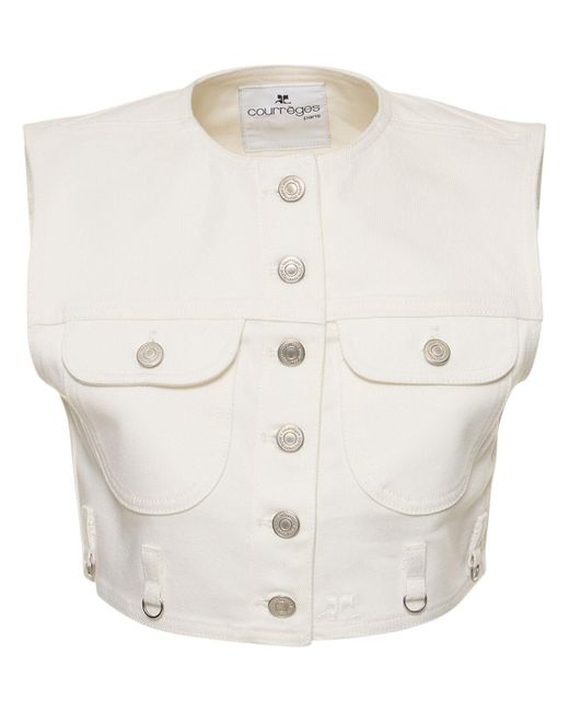 Courreges White Kurze Denim-weste "multiflex"