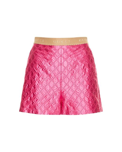 Shorts In Seta Duchesse Gg di Gucci in Pink