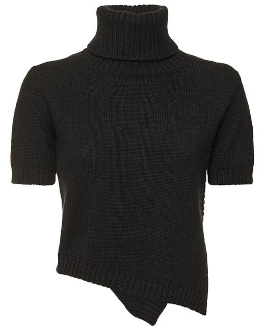 The Row Black Dria Asymmetric Cashmere Blend Knit Top