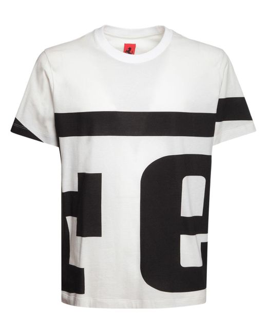 Ferrari White Logo Print Cotton T-shirt for men