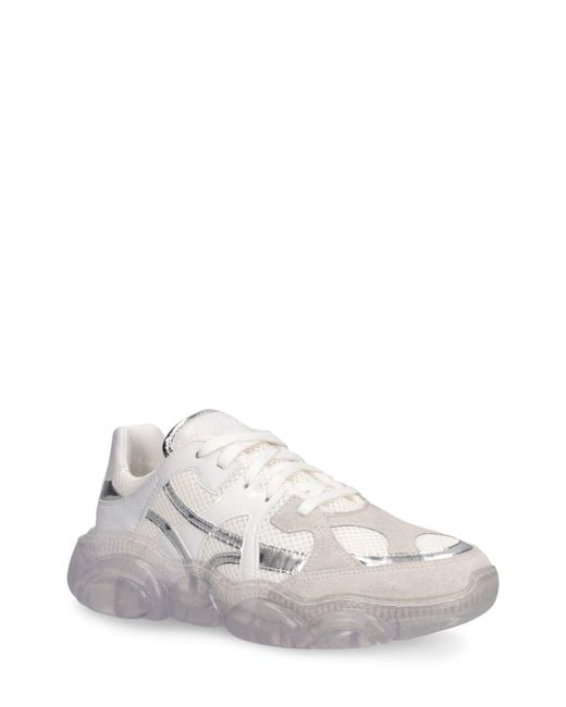 Moschino White Sneakers Aus Mesh Und Leder
