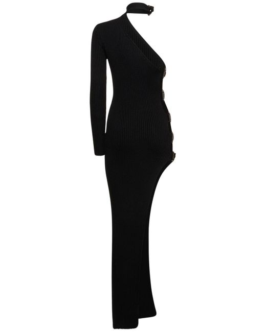 GIUSEPPE DI MORABITO Black One Sleeve Stretch Cotton Maxi Dress