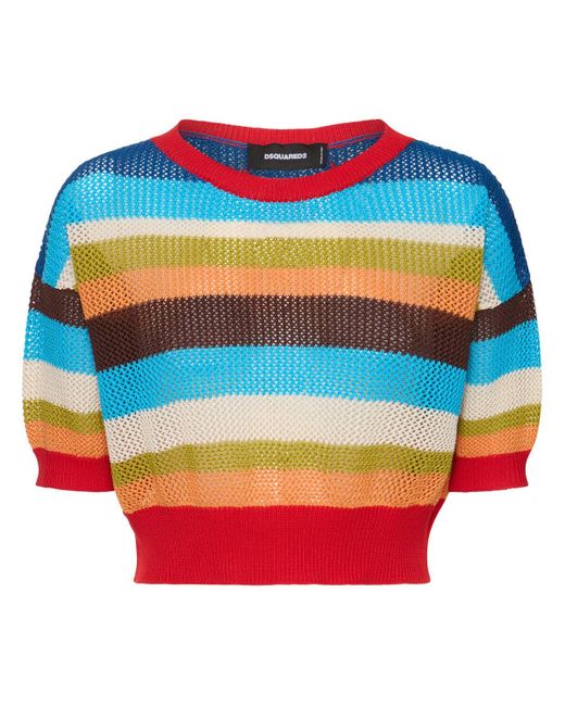 DSquared² コットンニット クロップドトップス Blue