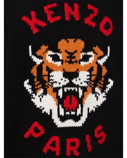 KENZO Black Tiger Cotton Blend Knit Sweater for men