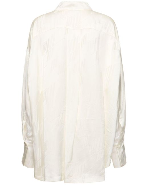 The Attico White Diana Logo Viscose Satin Jacquard Shirt
