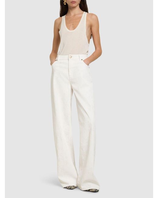 Roberto Cavalli ストレッチデニムワイドジーンズ White
