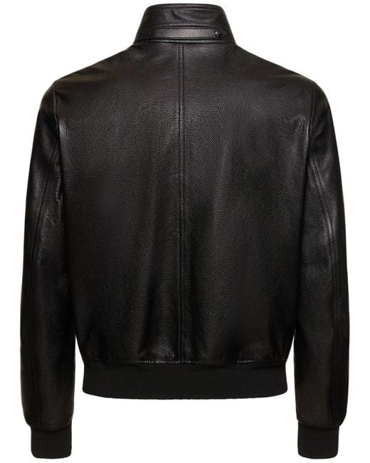 Tom Ford Black Harrington Tumbled Grain Leather Jacket for men