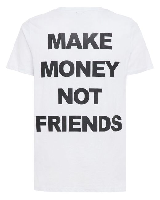 MAKE MONEY NOT FRIENDS White Logo Print Cotton Jersey T-shirt for men