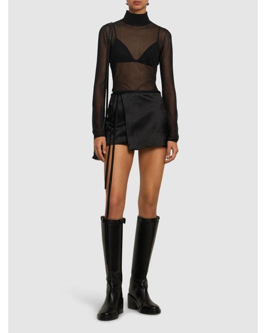 Ann Demeulemeester Jolien サテンミニラップスカート ブラック | Lyst