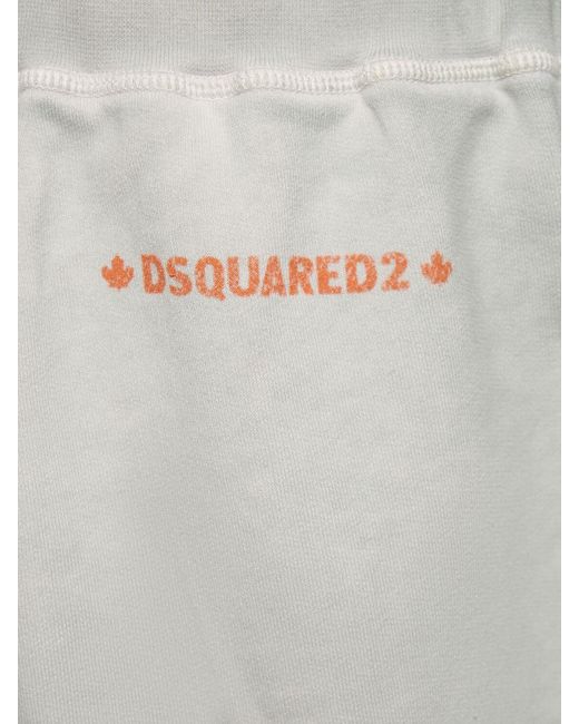Shorts relaxed fit in felpa di cotone ta di DSquared² in White da Uomo