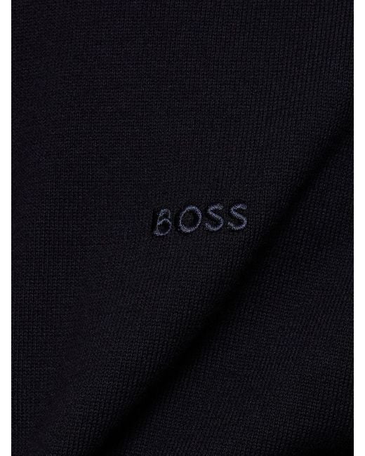 Suéter de punto de algodón Boss de hombre de color Blue