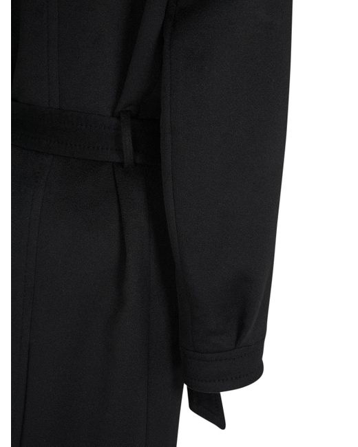 Saint Laurent Black Cashmere And Wool Belted Coat