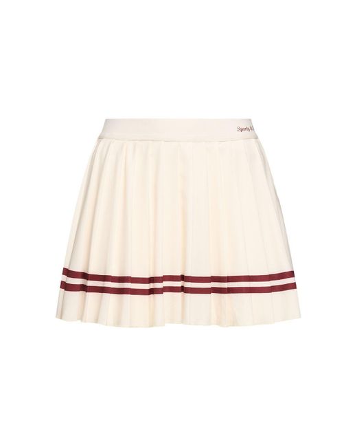 Sporty & Rich Natural Classic Logo Pleated Skirt