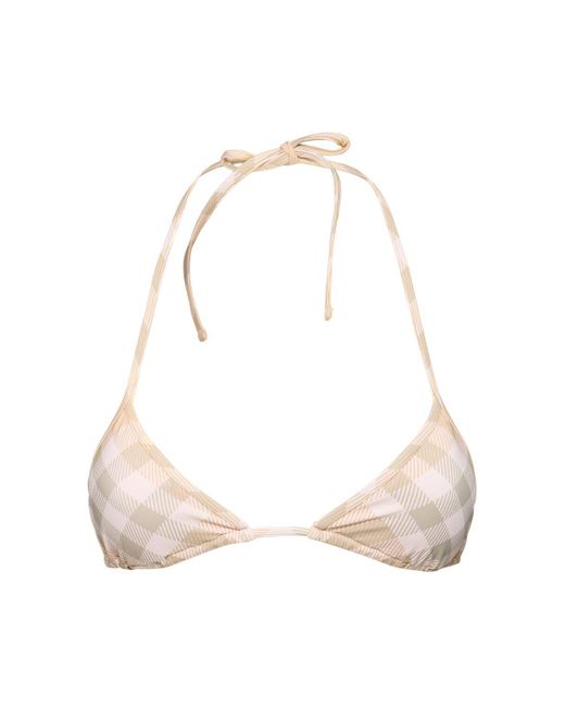 Burberry White Check Lycra Triangle Bikini Top