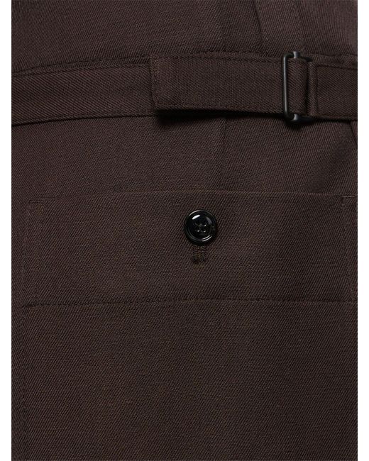 Pantalon baggy en laine et lin Lemaire en coloris Brown