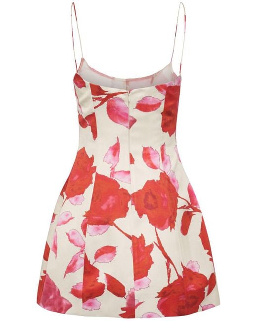 Blumarine Red Printed Satin Mini Dress