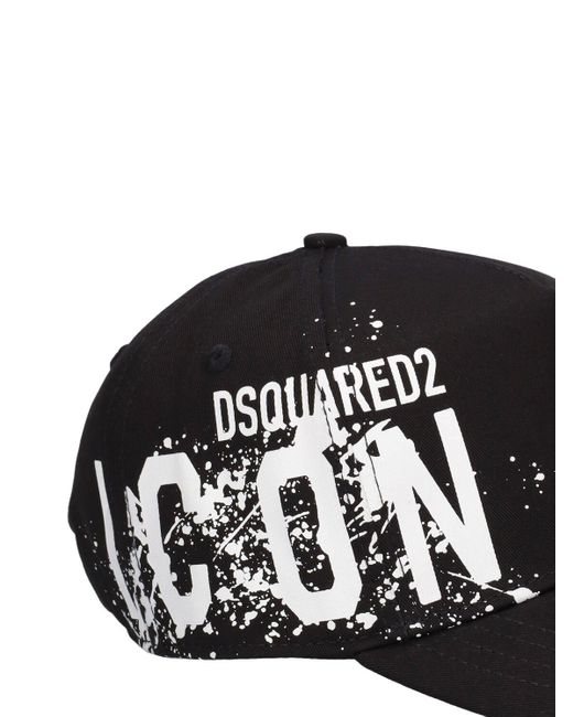 DSquared² Black Logo Cotton Baseball Hat for men