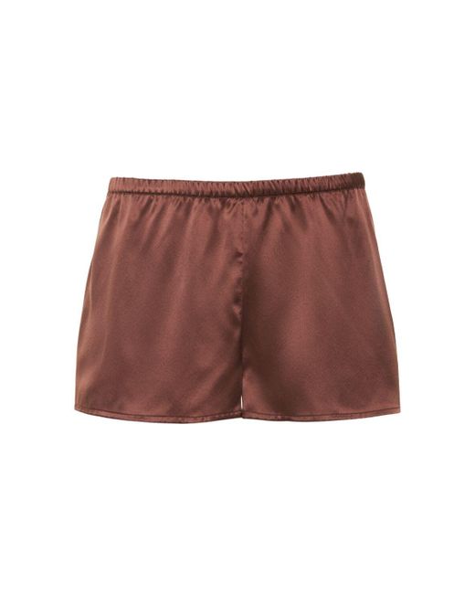 La Perla Satin Silk Shorts in Brown | Lyst Canada
