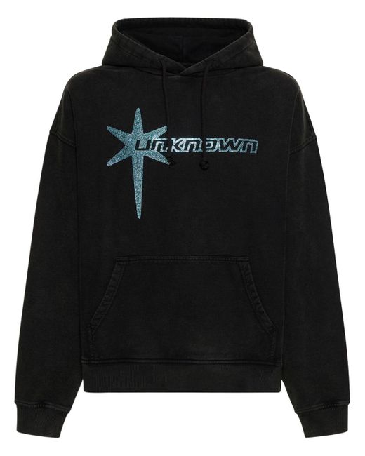 Unknown Black Vintage Star Logo Printed Hoodie for men