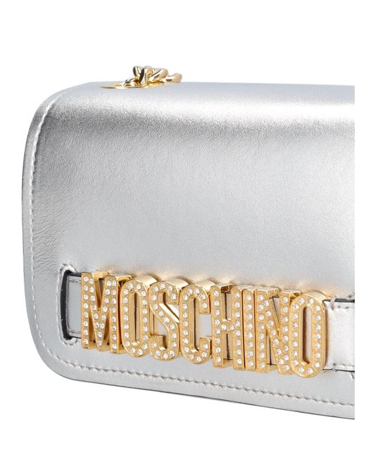 Moschino Multicolor Logo Metallic Napa Leather Bag