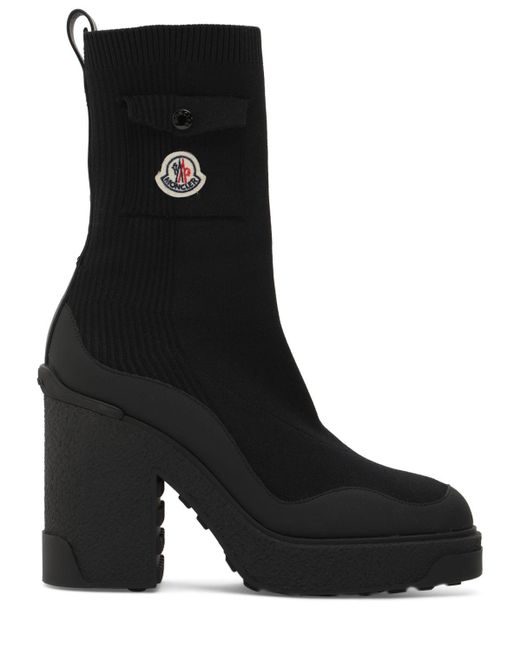 Moncler Black Splora Sock Boots Aus Stretch-strick Mit Leder- Und Gummibesätzen
