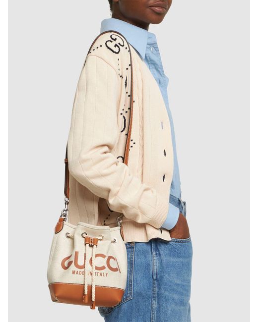 Gucci Pink Mini Canvas Shoulder Bag W/ Print